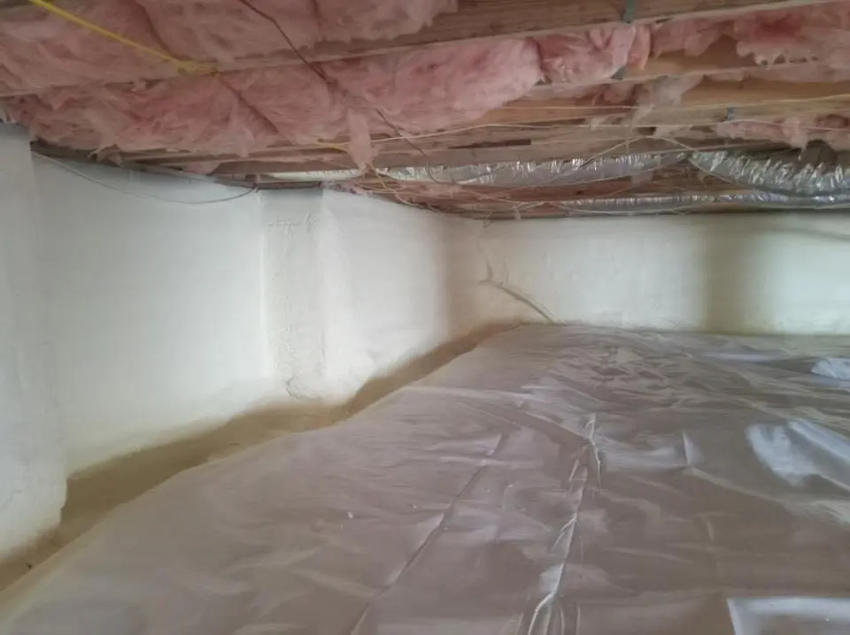 Crawl space encapsulation with closed-cell spray foam for Attic Insulation in Wells Branch